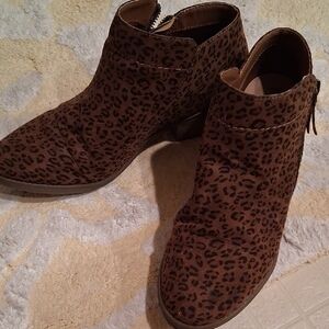 Time and Tru Brown Leopard Ankle Booties